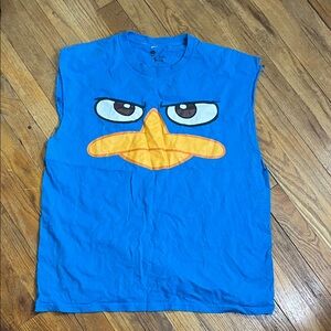 Perry the platypus Phineas and Ferb tee with the sleeves cut off large